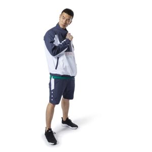 Reebok Meet You There Woven 1/2 Zip Sweatshirt Herren - Navy - DE 431-JXH